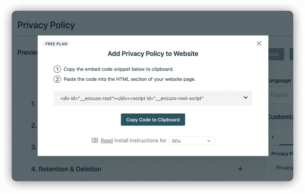 Add Privacy Policy to Wix