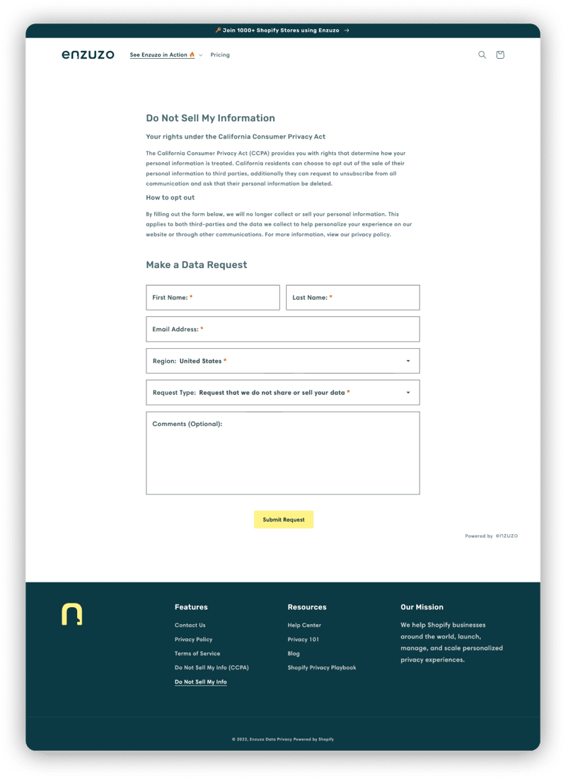 CCPA - Enzuzo - Do Not Sell My Info (1)