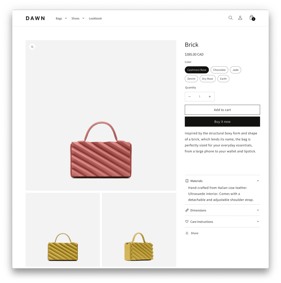 Dawn Theme Product Page