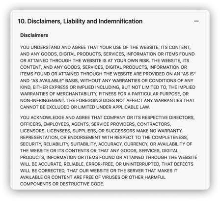 Enzuzo Terms Disclaimer 