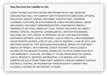 Enzuzo Terms Limit Liability 