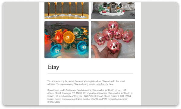 Etsy Email Example