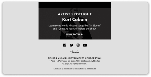 Fender email example