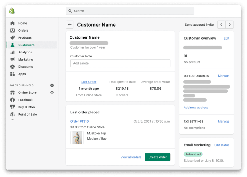 SHOPIFY - CUSTOMER ACCOUNT