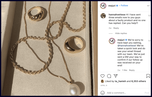 Mejuri Customer Service Example