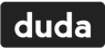 a black coloured logo of the company Duda.