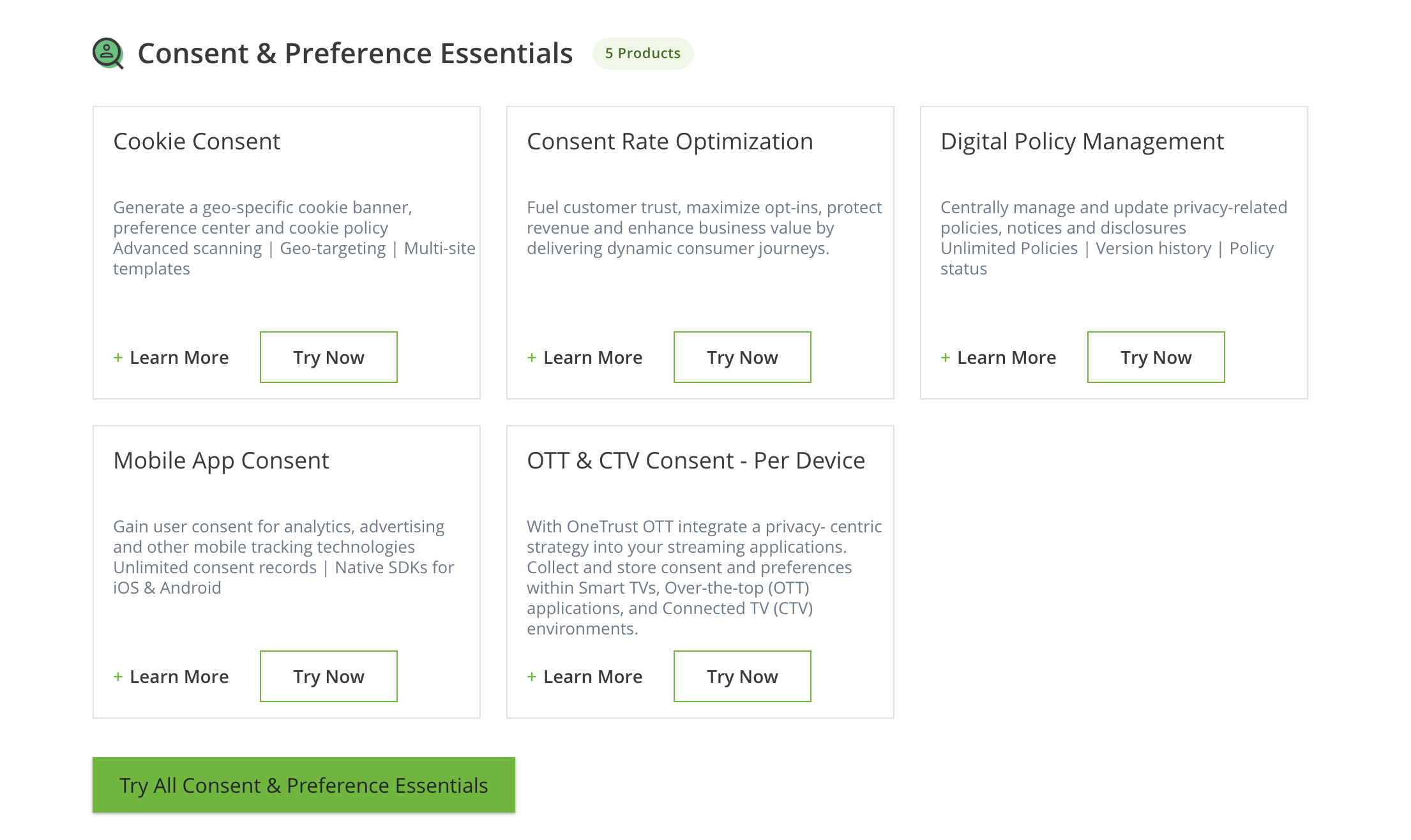 onetrust pricing consent essentials