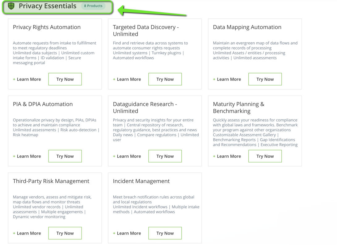 onetrust pricing privacy essentials