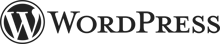 a black coloured logo of the company Wordpress.