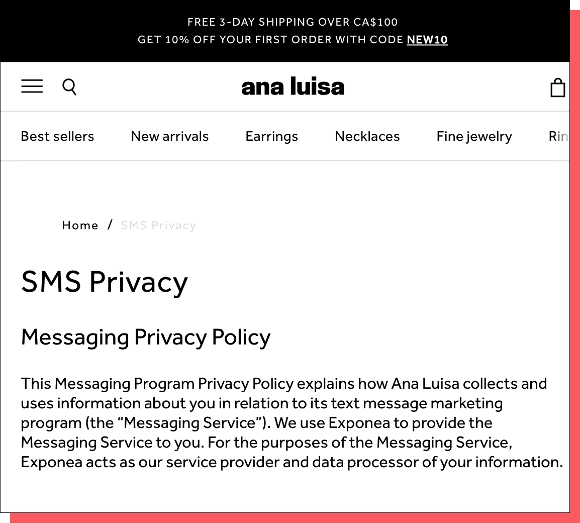 ana luisa privacy policy