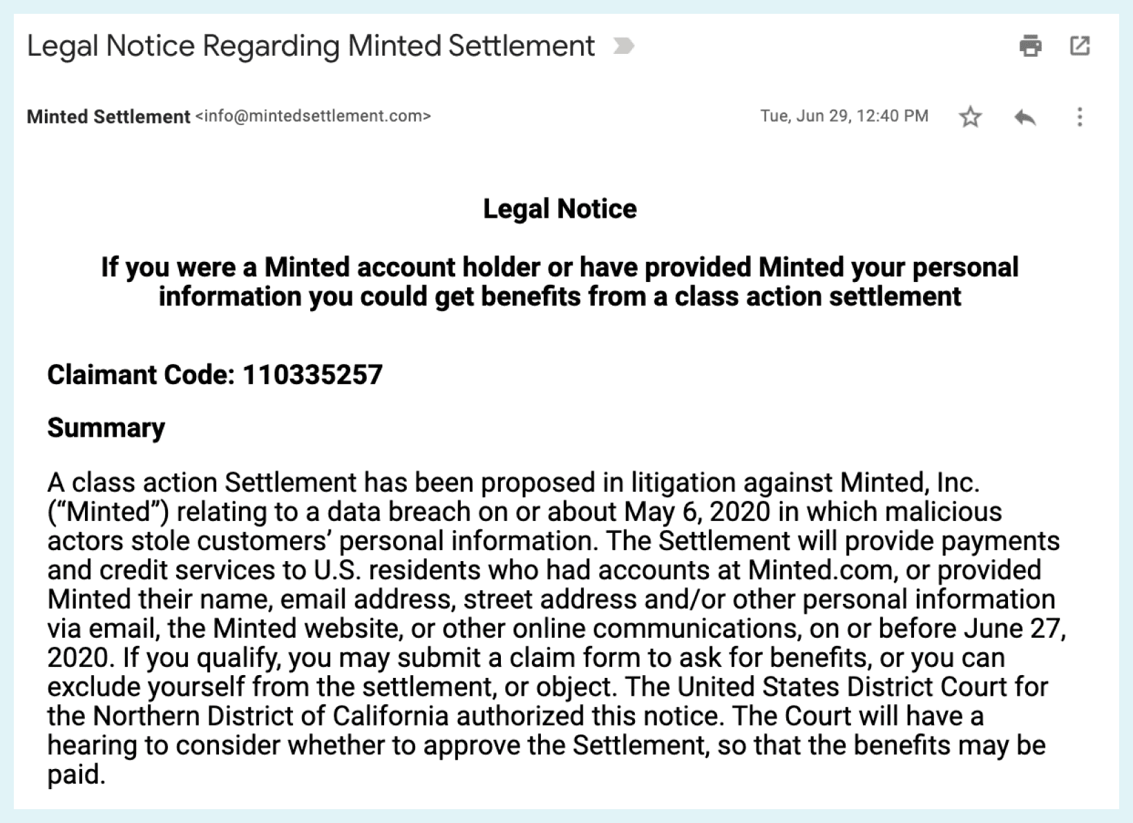Is there a class action suit against minted?