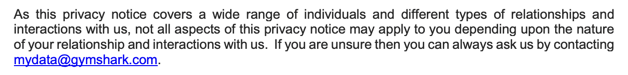 gymshark privacy policy